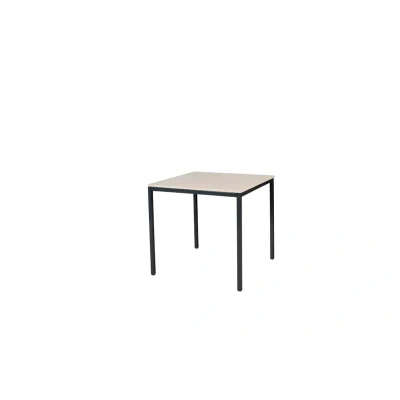 Afbeelding van Domino Basic bureautafel, vaste hoogte met 80x80cm lindberg (licht) eiken 25mm blad en zwart (RAL9005) 4 poot frame