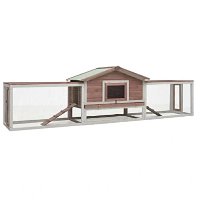 Afbeelding van vidaXL Konijnenhok 310x70x87 cm massief grenen en vurenhout mokka