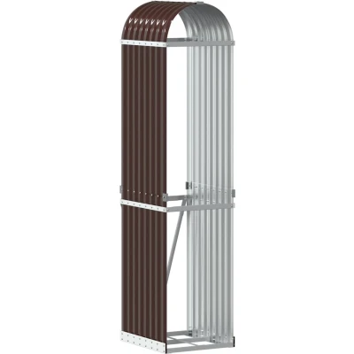 Afbeelding van Haardhoutopslag 40x45x170 cm gegalvaniseerd staal bruin