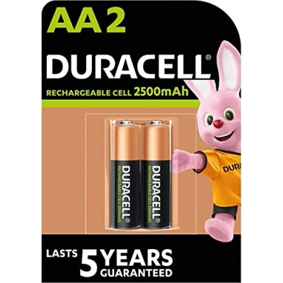 Afbeelding van 2 x Duracell AA 2500 mAh oplaadbare batterijen (1 blister met batterijen)