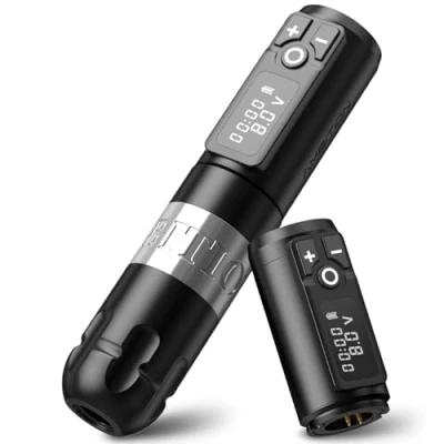 Afbeelding van Ambition Soldier Draaibare batterijpen met extra batterij, tattoo cartridgemachine, draadloze elektromotor, 2400 mAh, digitaal led display voor artiesten
