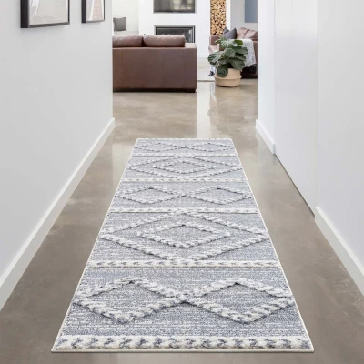 Afbeelding van Vloerkleed Focus Hoogpolig Fluffy Scandinavisch Grijs 80x300 cm Rechthoek Polypropyleen Tapijtenloods