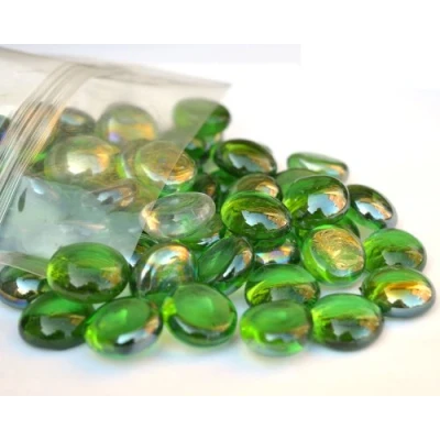 Afbeelding van ARSUK 80 stuks decoratieve glazen kiezelstenen, kralen, mozaïektegels voor vazen, knutselen, tuinschalen, aquaria (70 transparante kiezelstenen)