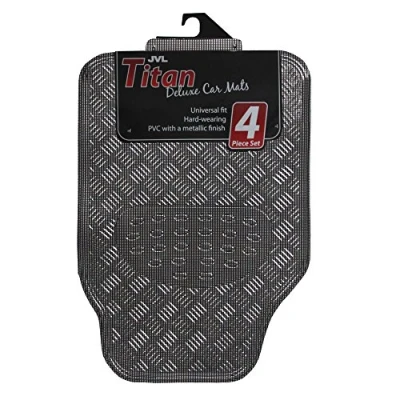 Afbeelding van JVL 01 694 Titanium Metalen Automatten Set Rubber Achteruit Carbon 4 Stuks