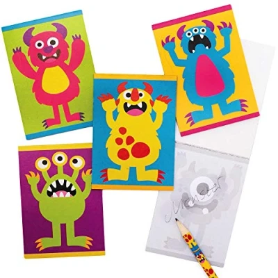 Afbeelding van Baker Ross AX272 Monster notitieblok, 12 stuks, tekenblokken voor kinderen, ideale feestzakvulling