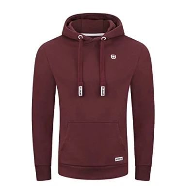 Afbeelding van riverso herentrui met capuchon RIVLinus hoodie sweatshirt pullover kangoeroezakken regular fit effen katoen grijs bruin groen rood blauw zwart S M L XL 2XL 3XL 4XL 5XL, Port Red (15400),