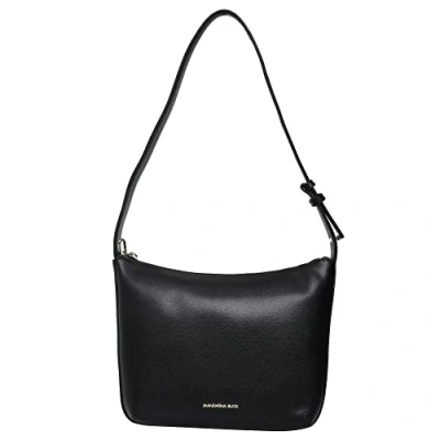 Afbeelding van MANDARINA DUCK Leren Schoudertas Luna Hobo Small Black Zwart