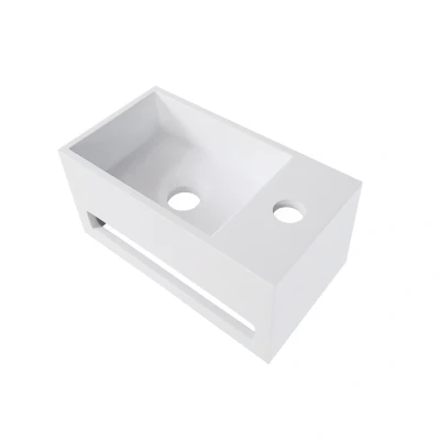 Afbeelding van Wiesbaden Julia fontein rechts Solid surface 35 x 20 16 cm mat wit