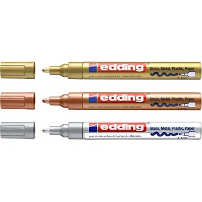Afbeelding van Edding 750 lakmarker, 3 stuks, 9 kleuren en gesorteerd naar keuze, Uitgevoerd metallic