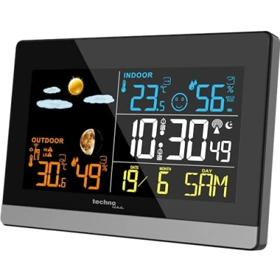 Afbeelding van Technoline weerstation WS 6455 144x96x38mm zwart/zilver LCD display TL WS6455