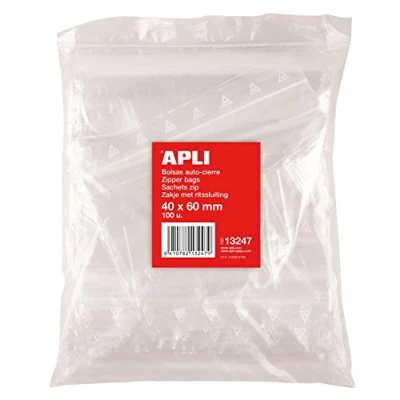 Afbeelding van APLI Hersluitbare plastic zakken, 40 x 60 mm, 100 stuks