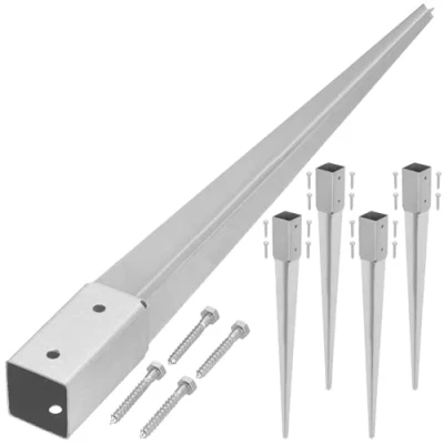 Afbeelding van KOTARBAU® Set Van 4 inslaghulzen 46 x mm Lengte 600 thermisch verzinkt staal Inslaghuls voor houten hekpalen Grondanker palen