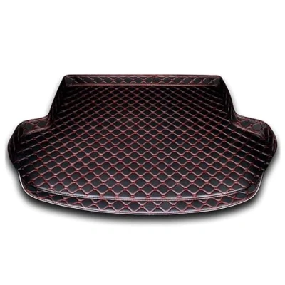 Afbeelding van tapis de coffre en cuir pour Volvo S60 III 2018 2023, protection antidérapant et anti rayures intérieur D/noir rouge
