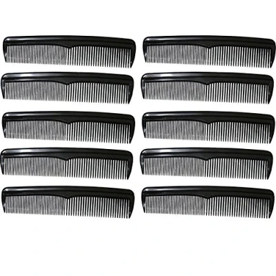 Afbeelding van com four® 10 x kam met verschillende kamsterktes, zakkam in zwart (010 stuks zwart)