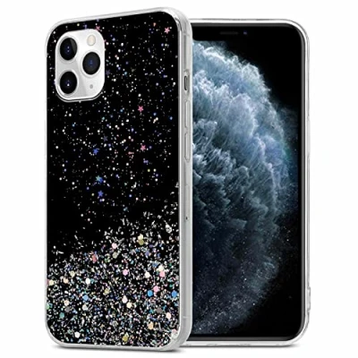 Afbeelding van Cadorabo Hoesje geschikt voor Apple iPhone 11 in Zwart met Glitter Beschermhoes van flexibel TPU silicone fonkelende glitters Case Cover Etui