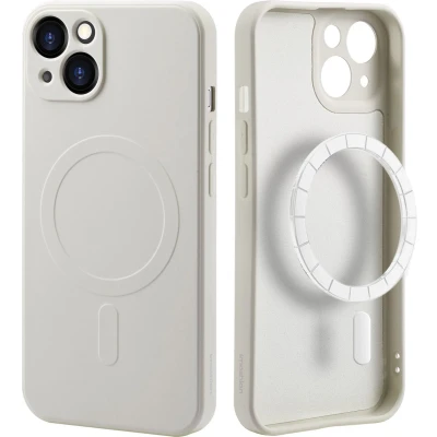 Afbeelding van iMoshion Hoesje Geschikt voor iPhone 13 Siliconen Color Backcover MagSafe Beige