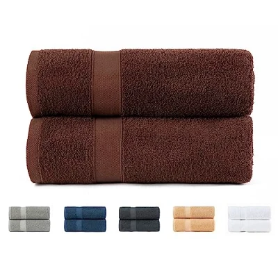 Afbeelding van Todocama Set van 2 douchehanddoeken, 100% katoen, 550 g/m², extra zacht, zeer absorberend en sneldrogend, afmetingen 100 x 150 cm, kleur chocoladebruin