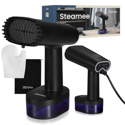 Afbeelding van Zeegma Steamee 2 in 1 Kledingstomer &amp; Strijkijzer 370ml Waterreservoir 30s Opwarmtijd Instelbare Stoom Inclusief Borstel Handschoen