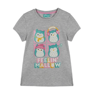 Afbeelding van Squishmallows Grijs T shirt voor meisjes Maat 110 116 Met Winston de uil Feelin&#039; Mellow