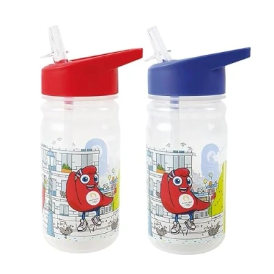 Afbeelding van Fun House OLYMPISCHE SPELLEN PARIJS 2024 FLES MET SLANK JO 380 ML VOOR KINDEREN HERBRUIKBAAR VAARD ROOD OF BLAUW