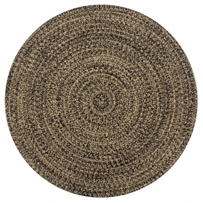 Afbeelding van Vloerkleed handgemaakt 150 cm jute zwart en naturel
