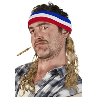 Afbeelding van Vokuhila haarband met haarband, Hillbilly pruik, Proll pimp (blond)