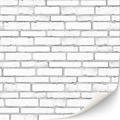 Afbeelding van Set van 3 vellen zelfklevende wandbekleding voor poppenhuis schaal 1:12 (witte stenen)