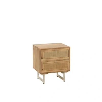 Afbeelding van J Line nachtkastje Rattan mangohout naturel