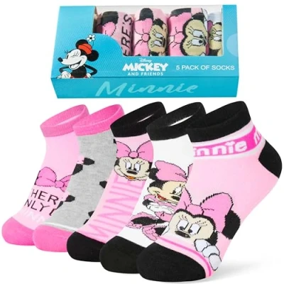 Afbeelding van Disney Set van 5 paar sokken voor meisjes, zacht, ademend, Stitch, Roze Minnie