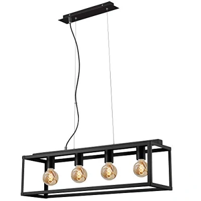 Afbeelding van Briloner Hanglamp, 4 lampen, retro/vintage stijl, staal zwart, x E27, max. 40 W, 750 200 1200 mm (l b h)
