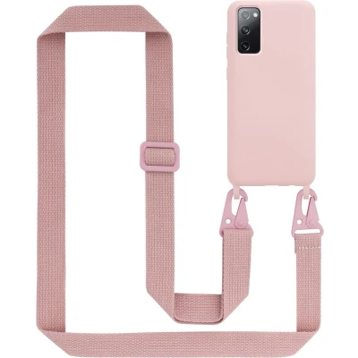 Afbeelding van Cadorabo Mobiele telefoon ketting geschikt voor Samsung Galaxy S20 FE in LIQUID ROZE Silicone beschermhoes met lengte verstelbare koord riem