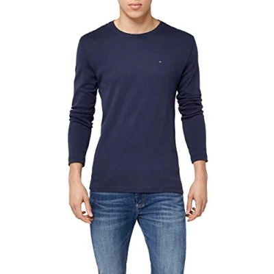 Image de Tommy Jeans Homme T shirt Slim Fit à manches longues, Bleu