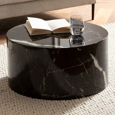 Afbeelding van Sky Style Monobloc HG Zwart Salontafel Marmerlook Rond