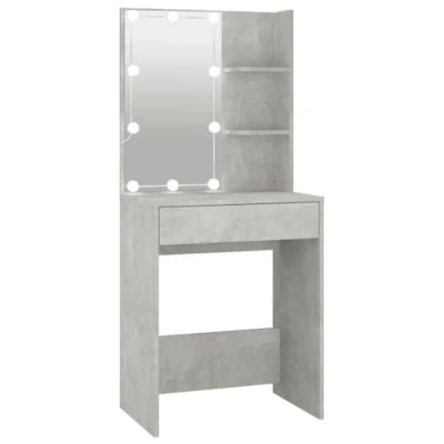 Image de vidaXL Coiffeuse avec LED Gris béton 60x40x140 cm808832