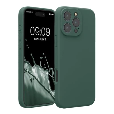 Afbeelding van kwmobile telefoonhoesje geschikt voor Apple iPhone 16 Pro Max TPU backcover met siliconen coating Smartphone case in dennengroen