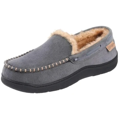 Afbeelding van Zigzagger Herenpantoffels van wolmix, duurzame indoorschoenen voor binnen en buiten uit schuim met hoge dichtheid, grijs.