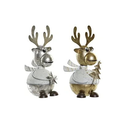 Afbeelding van Kerstversiering DKD Home Decor Metaal Rendier (14 x 13 27 cm) (2 pcs)