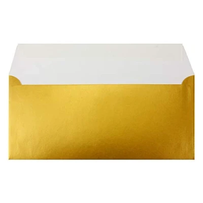 Afbeelding van 75 stuks enveloppen DIN lang goud 11 x 22 cm 90 g/m² standaard zelfklevende sluiting voor doop en uitnodigingen van je Glüxx Agent