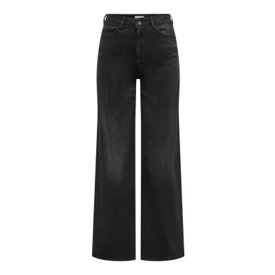 Afbeelding van Jacqueline de Yong Jeans Jdyfelina fina Hw Wide Blk Jeansdnm 15350535 Black Denim Dames Maat W25 X L32