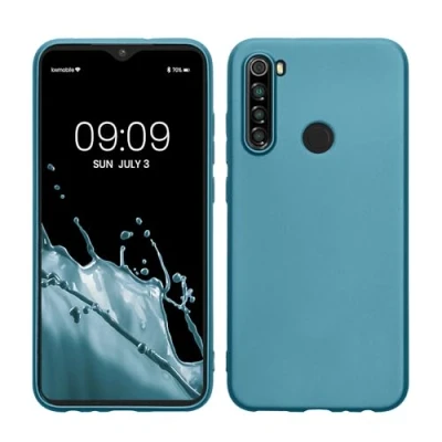 Afbeelding van kwmobile telefoonhoesje geschikt voor Xiaomi Redmi Note 8 (2019 / 2021) Hoesje smartphone Back cover in Metallic carabisch blauw
