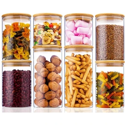 Afbeelding van Deco haus® Luchtdichte voorraadpotten met deksel + etiketten [combi set van 8] voor muesli, cornflakes, spaghetti enz. glazen dozen deksel, voorraadpot keuken