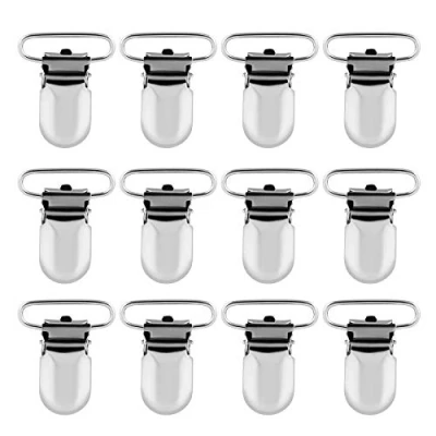 Afbeelding van LIHAO 12 stuks fopspeenclips, metalen fopspeenhouder, babyclip, vervanging voor bandjes, 25 mm, zilver