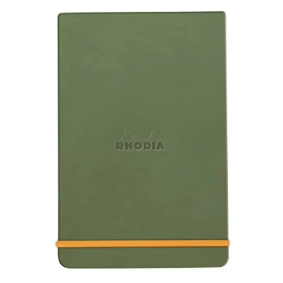 Afbeelding van RHODIA 194354C Webnotepad salie A6 gelinieerd 192 afneembare pagina&#039;s lichtbruin papier 90 g/m bladwijzer, elastische sluiting omslag van kunstleer rhodiarama