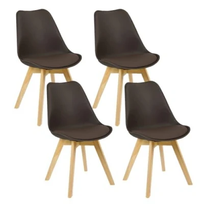 Afbeelding van WOLTU 4 x eetkamerstoelen voor keukens, woonkamer, slaapkamer, bruin BH29br