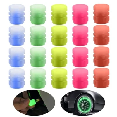 Afbeelding van 20 stuks fluorescerende ventieldoppen, auto accessoires, rubberen geschikt voor auto&#039;s, vrachtwagens, motorfietsen enz.