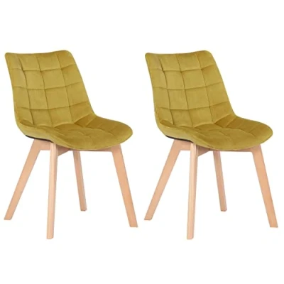 Afbeelding van CLP Passaic Set van 2 Eetkamerstoelen Fluweel geel