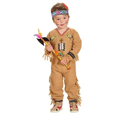 Afbeelding van Widmann Indiaan Kostuum Walla Tomahawk Bruin Washington Kind Maat 98 Carnavalskleding Verkleedkleding
