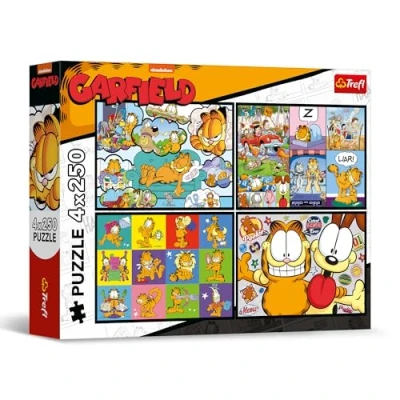 Afbeelding van Trefl 4 in 1 puzzel: Garfield, Garfield houdt niet van maandag x 250 stukjes Vier puzzels voor tieners