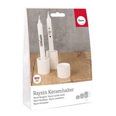 Afbeelding van Rayher 34472000 Knutselset voor theelichtjes en staafkaarsen, 1 gietvorm, Raysin gietpoeder, kaarsentransferfolie, naturel