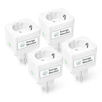 Afbeelding van Meross Set van 4 wifi stopcontacten, 16 A, Smart Bluetooth, met spraakbesturing en afstandsbediening, timer, verbruiksmonitor, Home stopcontact, werkt Alexa, Google Home, SmartThings
